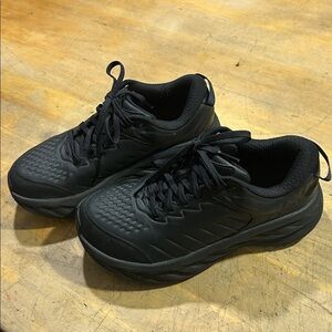 Hoka One One Bondi SR Black Water Resistant Leather Slip Resistant Shoe Size 7D